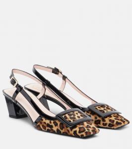 Туфли-лодочки Belle Vivier 45 из меха телёнка Roger Vivier, C60(Naturale)+B999(Nero)