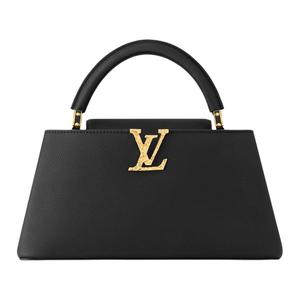 LOUIS VUITTON Кожаная сумка-тоут через плечо Capucines Kapusin среднего размера для женщин черная