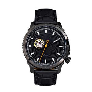 Bauer Automatic Semi-SkeletonЧасы с кожаным ремешком Reign, черный