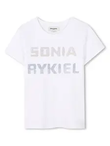 Футболка со стразами и логотипом SONIA RYKIEL ENFANT, белый