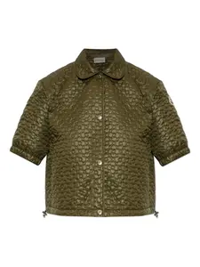 Стеганый топ с цветочным узором и короткими рукавами Moncler, зеленый