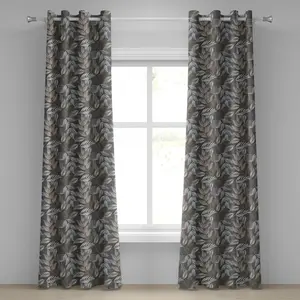 Винтажная штора на люверсах ABAKUHAUS, цветущие растения с деревенскими ветвями и листьями, ностальгическое деревенское искусство, декоративные двухпанельные шторы, 280 см x 225 см, цвет: кокосовый, коричневый, серый