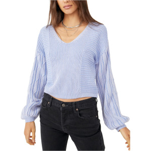 Свитер Free People When It Rains V-Neck, цвет Cornflower Combo