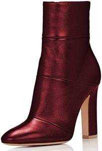 Женские винтажные ботильоны FSJ на толстом высоком каблуке с заостренным носком и боковой молнией, зимние обувь, размеры 4-15 US, Wine Matte