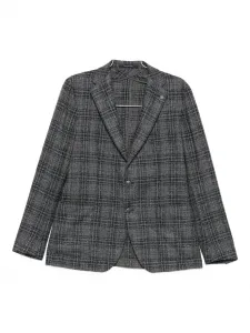 Клетчатый пиджак на пуговицах Tagliatore, серый