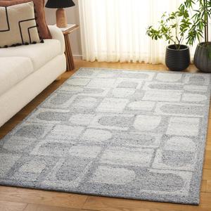 Ковер SAFAVIEH, 153 x 244 см, - коллекция Harvest - Silver & Grey, ручная работа из шерсти, идеально для гостиной, спальни, столовой (HVT119F)