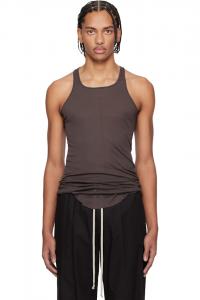 Rick Owens Базовая ребристая майка с коричневым рисунком храма