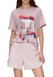 Футболка с принтом QS, светло-розовый