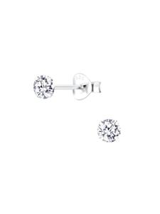 Alexander York Серьги-гвоздики с круглым цирконием 3 мм в серебре 925 пробы, комплект из 2 штук