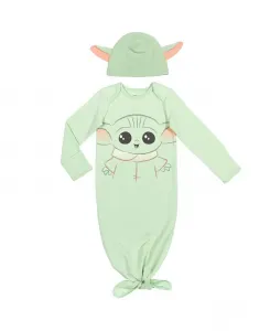 Комплект для новорожденных мальчиков: ночная рубашка и шапочка Yoda Star Wars, зеленый