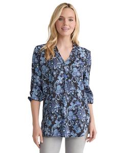 Женская туника с рукавами 3/4 и узором пейсли Jones New York, Jones Black Multi