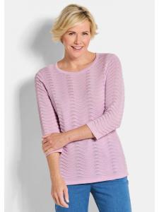 GOLDNER Вязаный летний свитер с волнообразным узором розового цвета