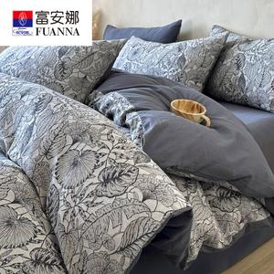 FUANNA Комплект постельного белья, 3 предмета, простыня 90x200 см, пододеяльник 150x200 см, 100% хлопковый жаккард, велюр, цвет Waltz-Blue