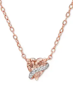 Ожерелье с подвеской в форме сердца из стерлингового серебра с розовым золотом, 18 дюймов Macy'S, morganite