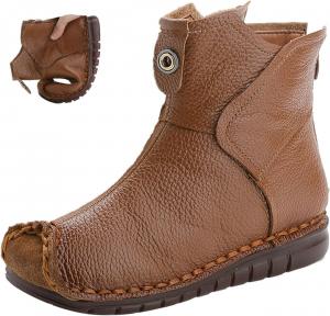 Женские винтажные платья и кожаные ботинки, новинка осени и зимы 2023 года, удобные оксфорды с мягкой подошвой, сзади на молнии, повседневные короткие ботильоны AngryMonkey, Brown