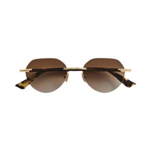 Топ Bottega Veneta Gold Round Sunglasses, Gold/Brown