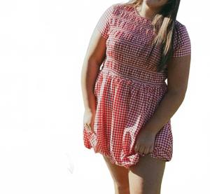 Женское платье в клетку «Гингем» с короткими рукавами, красное Tcec, красный