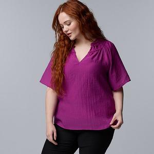 Блузка с рукавами-фонариками Plus size Simply Vera Vera Wang, Terry Magenta