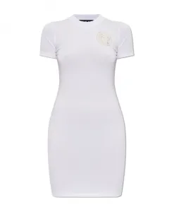 Платье-Футболка с V-образным логотипом Versace Jeans Couture, белый