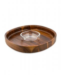 Миска с чипсами и соусом в виде косички Nambé, коричневый