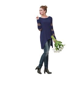 Рубашка с длинными рукавами темно-синего цвета Heine