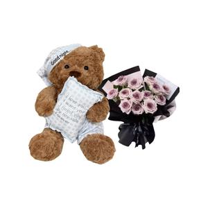 Плюшевая кукла в пижаме с рождественским медведем высотой 45 см CHUNTUSHU, pillow bear+темно-plum sauce bouquet