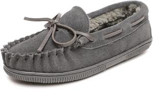 Мокасины-тапочки Minnetonka Kid's с жесткой подошвой и плюшевой подкладкой, Charcoal