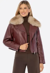 Куртка из искусственной кожи isolierte für mit pelzkragen Wittchen, Dark Red