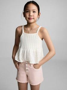 Детские джинсовые шорты Patri с бахромой Mango, Pink