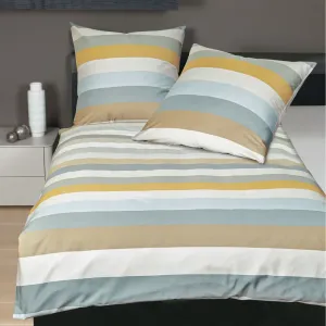 Комплект постельного белья Janine Design Mako-Satin Design JD 87080 Цвет паровой синий горчичный золотой морской туман-02 Размер 200x200 + 2x80x80 см Original Janine