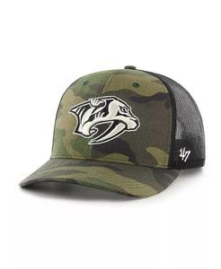 Мужская камуфляжная, черная кепка Nashville Predators Trucker Adjustable '47 Brand