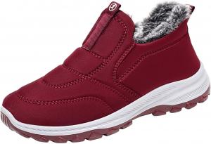 Женские зимние кроссовки для походов, слипоны, высокие термокроссовки, легкая обувь для улицы, утепленные ботиночки с меховой подкладкой Generic, Red