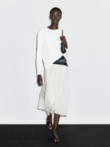 Футболка с длинным рукавом и декоративными швами Massimo Dutti, белый