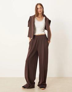 Широкие брюки ASOS DESIGN из хлопчатобумажной ткани шоколадного цвета
