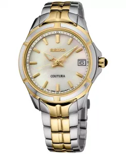 Женские часы Coutura с двухцветным браслетом из нержавеющей стали, 34 мм Seiko