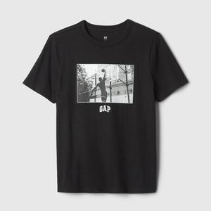Футболка из хлопка с логотипом и принтом Gap, черный