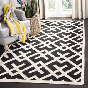 SAFAVIEH Dhurries Collection ковер 275 x 366 см Black/Ivory DHU552L ручной работы плоского плетения премиальная шерсть