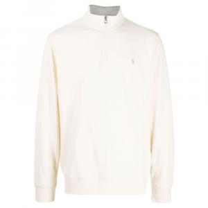 Свитер с молнией и вышитым логотипом пони Polo Ralph Lauren, цвет слоновая кость