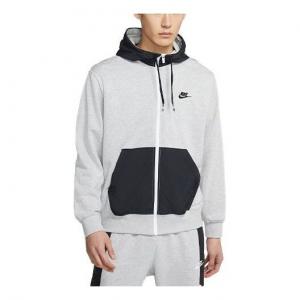 Толстовка Nike Sportswear Cardigan Splicing Hooded Jacket Gray, серый