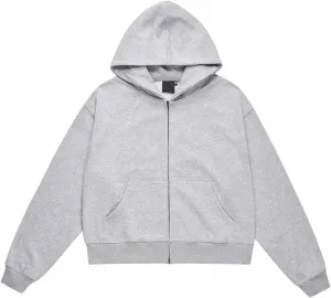 Мужская худи с капюшоном однотонная простая повседневная на молнии