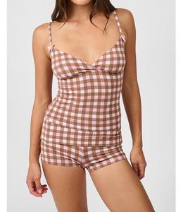 Женская майка-топ с перекрестными лямками для сна WeWoreWhat, Pink/brown