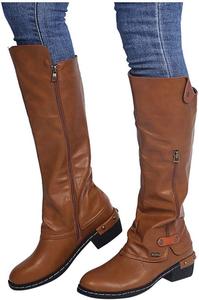 Женские винтажные викторианские готические ботинки средней высоты, повседневные, на шнуровке, с массивными высокими каблуками, зимние теплые ботильоны XHLEMON, 9.5 Brown-01 A