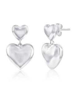 Серьги-подвески из стерлингового серебра в форме двойного сердца, матовые Simona, Silver
