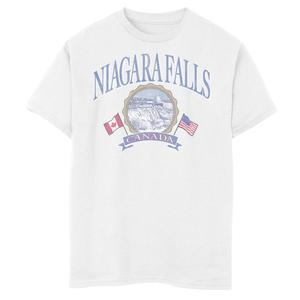 Футболка с графическим рисунком и флагами Америки для мальчиков 8–20 лет, Американа, Ниагарский водопад, сцена, Канада, Америка Licensed Character