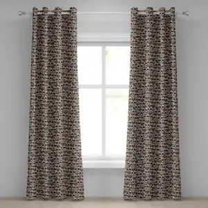 Штора на люверсах ABAKUHAUS Сахарный череп, жуткие кости черепа с цветочным узором пейсли, арт-объект День мертвых, декоративные двухпанельные шторы, 280 см x 260 см, кремово-зелено-красный Abakuhaus