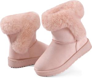 Зимние сапоги для девочек MIXIN с теплой искусственной меховой подкладкой, короткие ботинки с противоскользящей подошвой для детей любого возраста, Pink