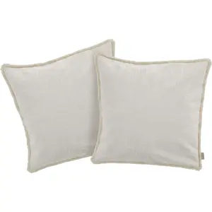 Декоративная подушка LeGer Home от Лены Герке Marusha, вид льна, 50x50 см, с бахромой, современная, без наполнителя, 1 шт. Leger Home By Lena Gercke, Creme + unifarben