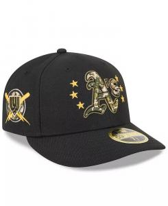 Мужская черная кепка Oakland Athletics 2024 года ко Дню вооруженных сил с низким профилем 59FIFTY New Era