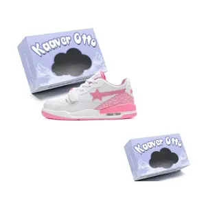 KAAVER OTTO Износостойкие и легкие мид-топ скейтбордские кроссовки унисекс коробка - белый розовый, цвет White Pink