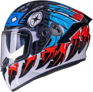 Шлем мотоциклетный VCOROS X9 с солнцезащитным козырьком, синий / белый